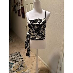 Le Superbe Womens Size Small Cropped Luau Tube Top Black White Lined NWT